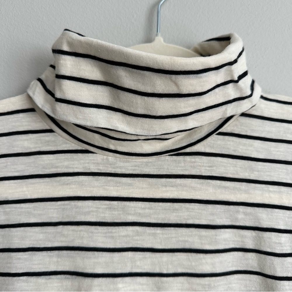 Madewell Striped Turtleneck Black Ivory 100% Cotton Size Small - Picture 2 of 8